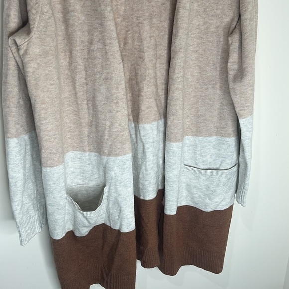 J. JILL Tan/Brown Color Block Long Button Front Cardigan Size Large - Picture 13 of 15